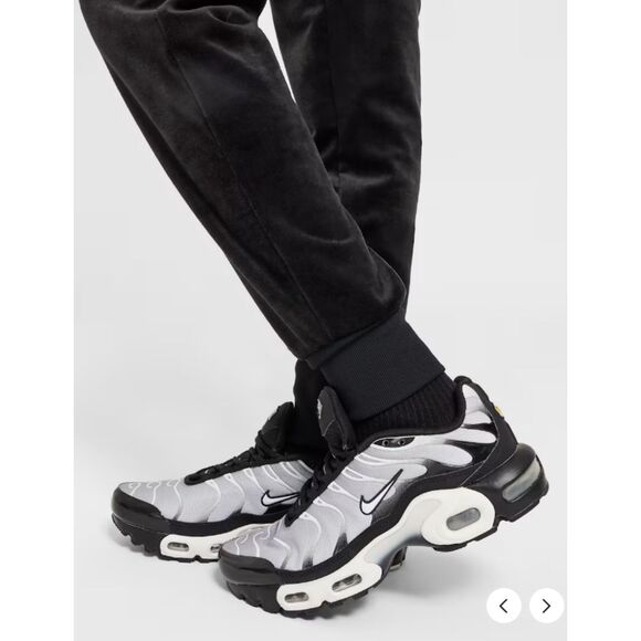 Nike Sportswear Black Anthracite Fuzzy Jersey Knit Slim Fit Girls Joggers Sz M - Picture 10 of 10